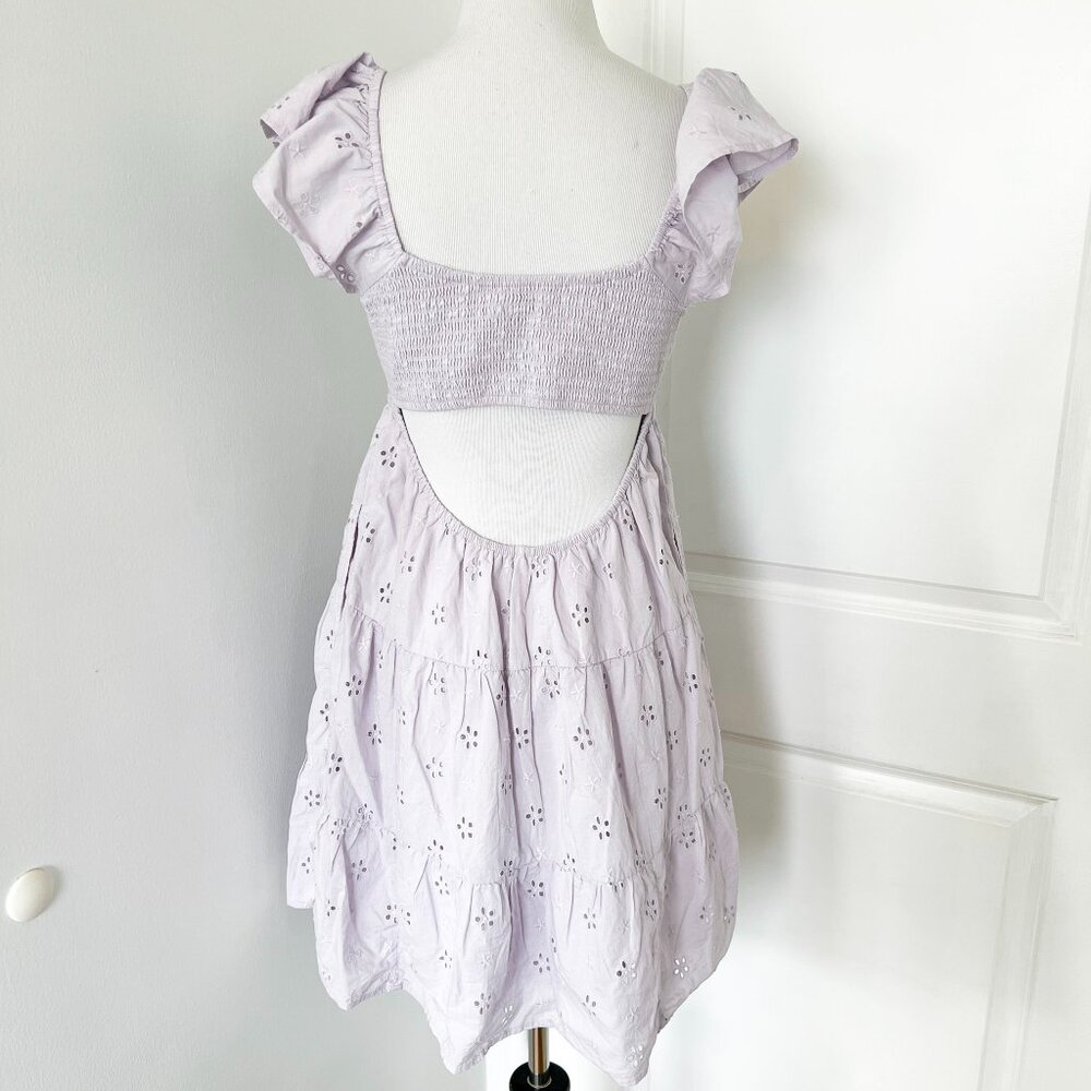 Hollister Pastel Lavender Eyelet Mini Babydoll Dress - Picture 4 of 6